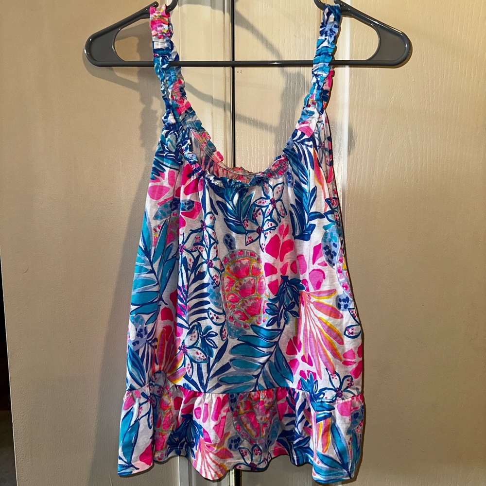Lilly Pulitzer Blue and Pink Tropical Tank Top